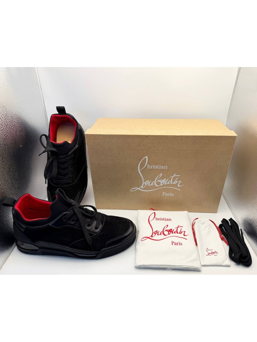 New Christian Louboutin Leather & Suede Flat 'All Black'